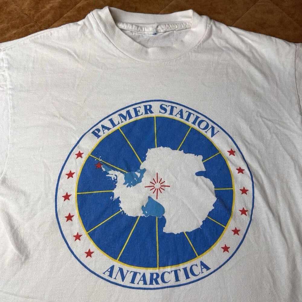 Vintage T Shirt Single Stitch Palmer Station Antarctica Science Research Medium